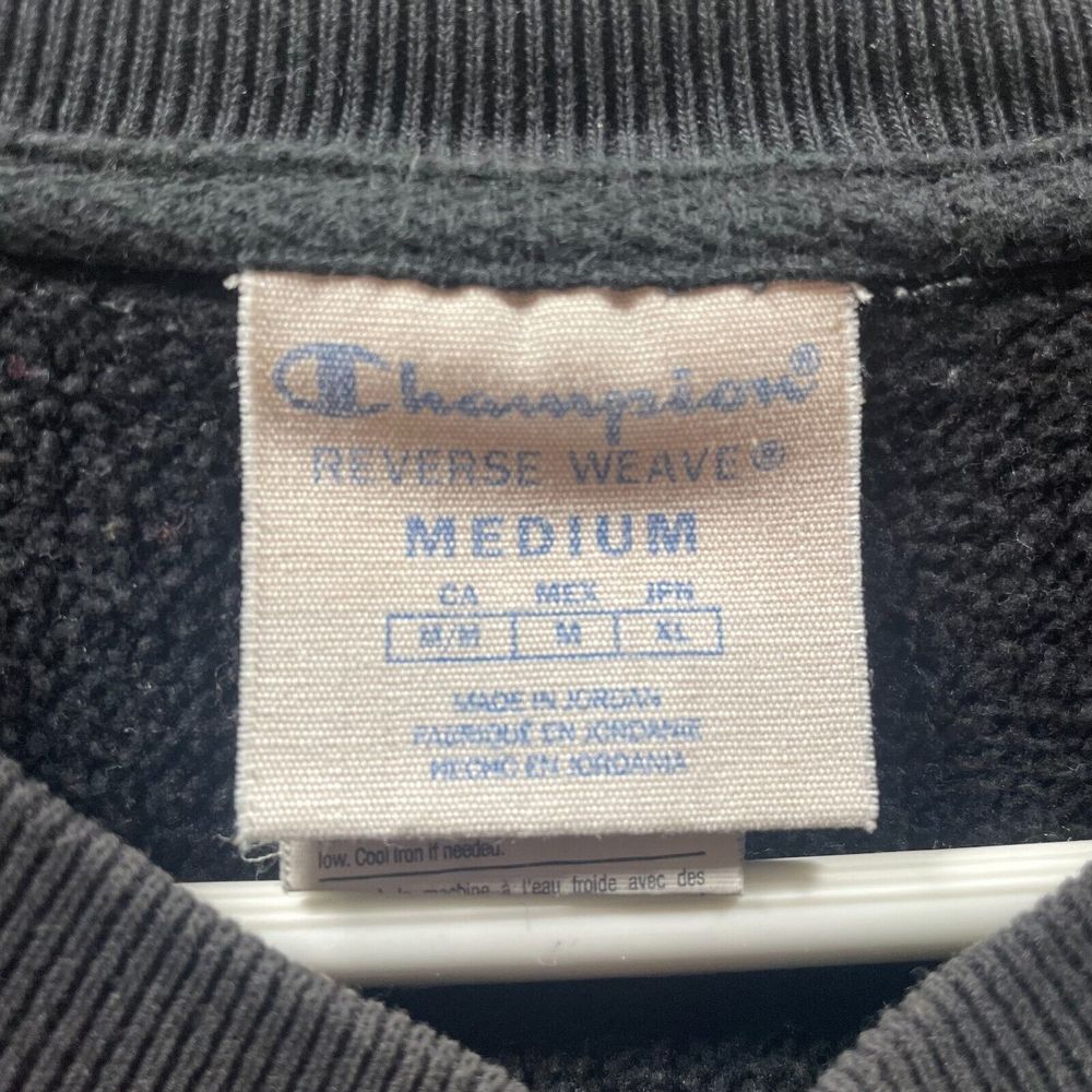 Champion Sweatshirt Mens Medium Black Reverse Weave Embroidered Spell Out Logo - Picture 6 of 11